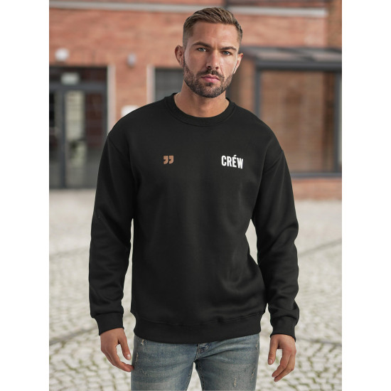 Vīriešu melns džemperis ar kapuci Crew Džemperi ar uzrakstiem