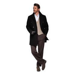 Vīriešu melnais mētelis Elegantens