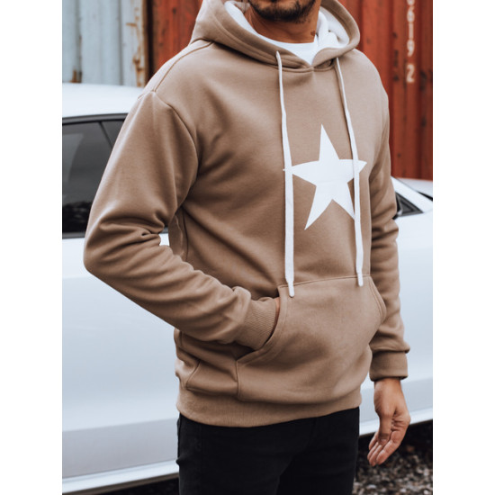 Vīriešu brūns džemperis ar kapuci Star Ziņas