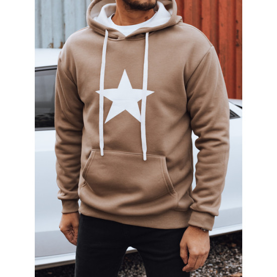 Vīriešu brūns džemperis ar kapuci Star Ziņas