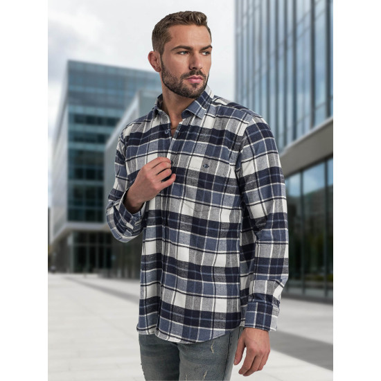 Vīriešu tumši zils rūtains krekls Marino Krekli