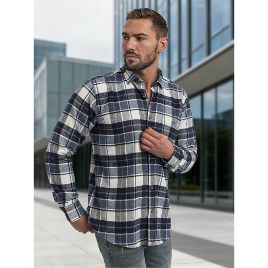 Vīriešu tumši zils rūtains krekls Marino Krekli
