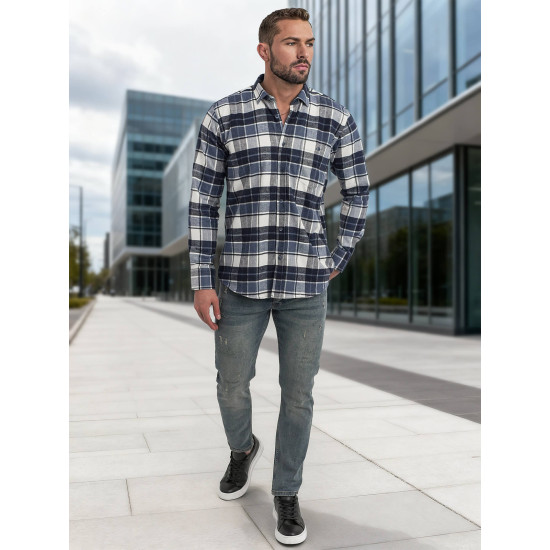 Vīriešu tumši zils rūtains krekls Marino Krekli