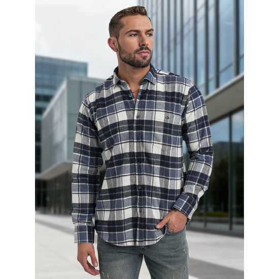 Vīriešu tumši zils rūtains krekls Marino Krekli