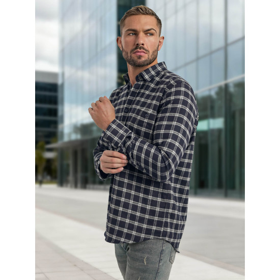 Vīriešu tumši zils rūtains krekls Marino Krekli
