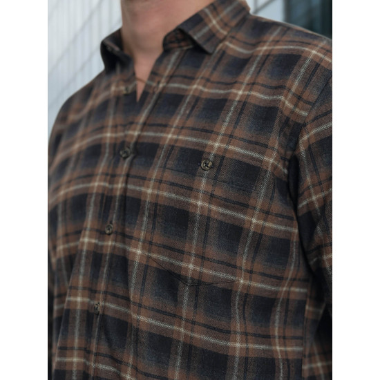 Vīriešu tumši zili brūns rūtains krekls Marino Krekli