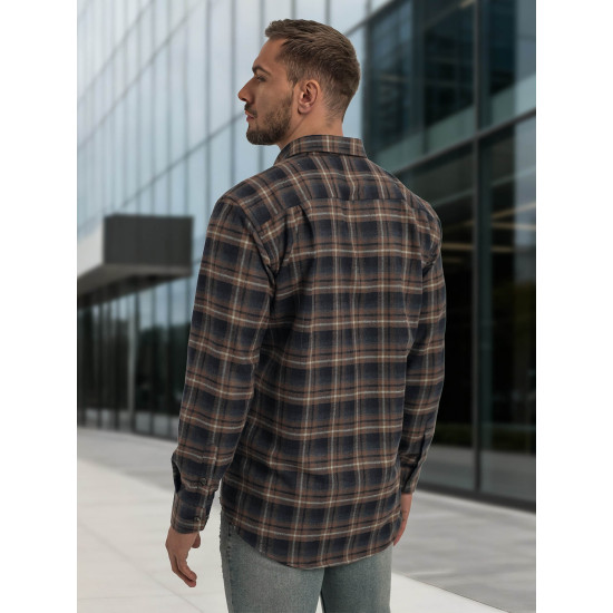 Vīriešu tumši zili brūns rūtains krekls Marino Krekli