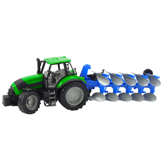 Zaļš traktors ar arklu 25008 - Rotaļlietu automašīnas Zaļš traktors ar arklu Būvniecība un lauksaimniecība