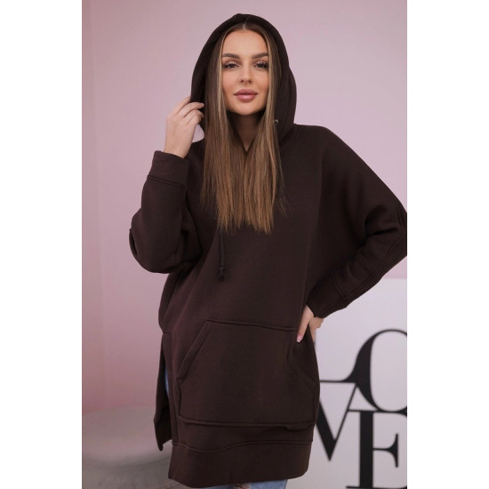 Sieviešu brūna džemperis ar aproces vinam Džemperi ar kapuci