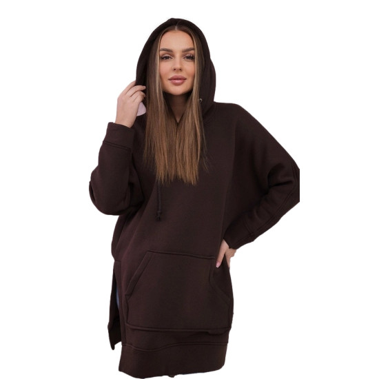 Sieviešu brūna džemperis ar aproces vinam Džemperi ar kapuci