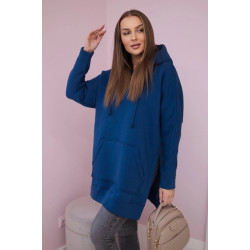 Sieviešu zils džemperis ar pogām.