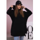 Sieviešu tumši melns džemperis ar gobu 