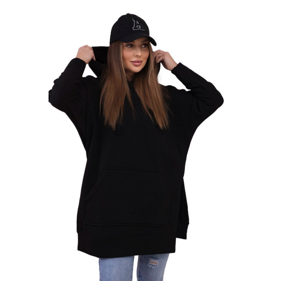 Sieviešu tumši melns džemperis ar gobu 