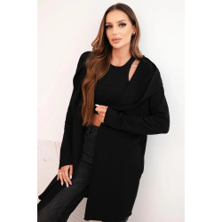 Sieviešu melns adīts džemperis ar kakla pildījumu Alison