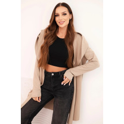 Sieviešu brūns adīts džemperis ar slejām Alison