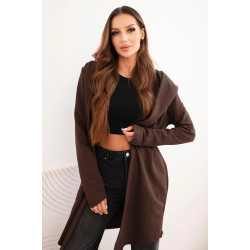 Sieviešu brūns austs džemperis ar caurspīdīgu gobtu Alison