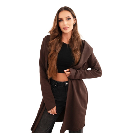 Sieviešu brūns austs džemperis ar caurspīdīgu gobtu Alison Sieviešu džemperi