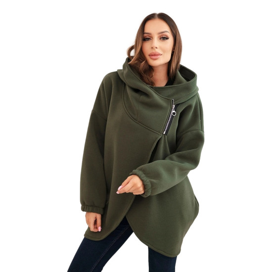 Sieviešu tumši žaketīte apsildīta ar dzijas apmetumu Jonit. Džemperi ar kapuci