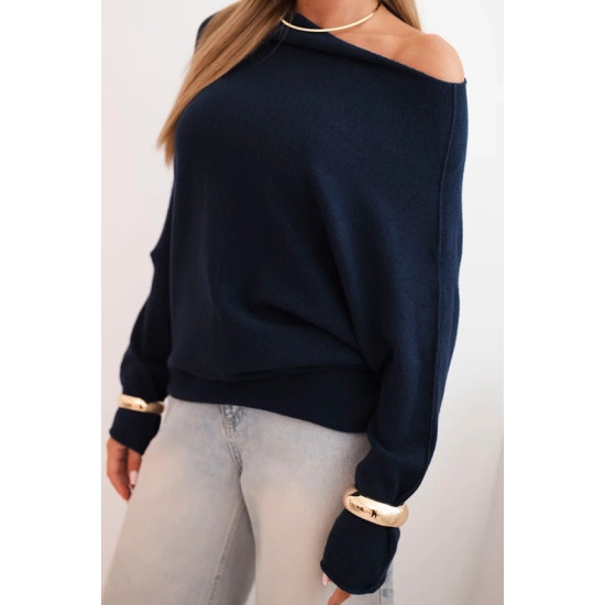 Sieviešu tumši zils adīts džemperis Anita. Sieviešu džemperi