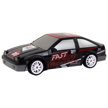 Tālvadības pults vadāma sporta automašīna R/C 1:24 melnā krāsā ar maināmiem riteņiem