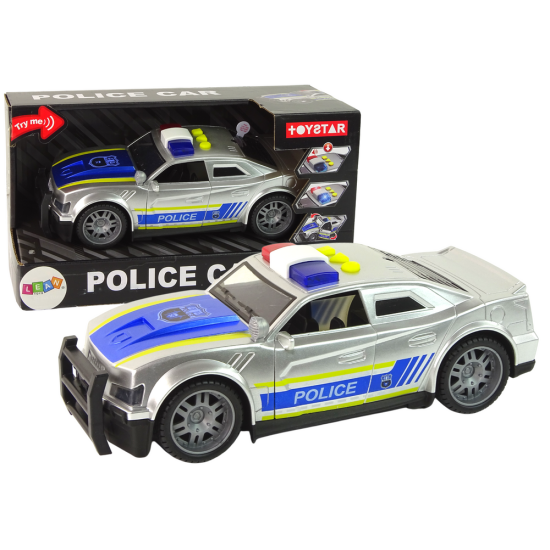 Pelēka policijas automašīna ar gaismas un skaņas efektiem 15467 - Rotaļlietu automašīnas Pelēka policijas automašīna ar gaismas un skaņas efektiem Uzņēmuma automašīnas