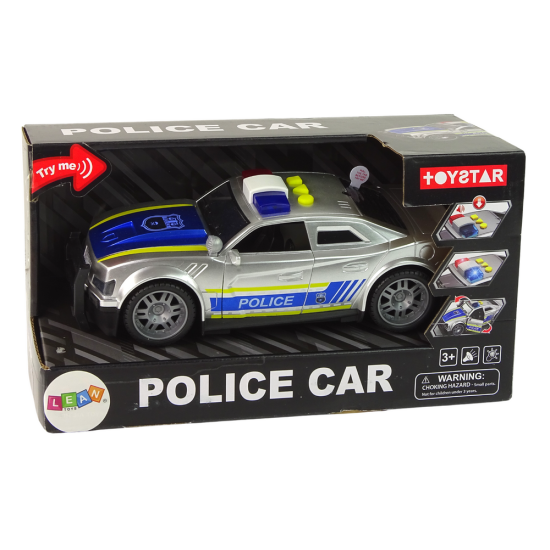 Pelēka policijas automašīna ar gaismas un skaņas efektiem 15467 - Rotaļlietu automašīnas Pelēka policijas automašīna ar gaismas un skaņas efektiem Uzņēmuma automašīnas