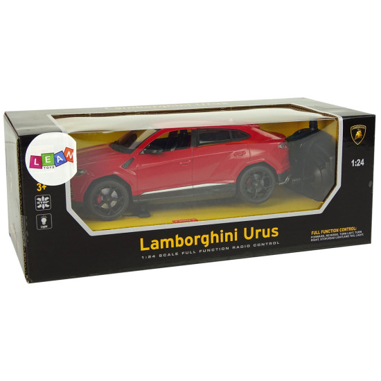Automobiļu R/C 1:24 Lamborghini Urus Red 2.4 G lukturi Radio vadāmās rotaļlietas