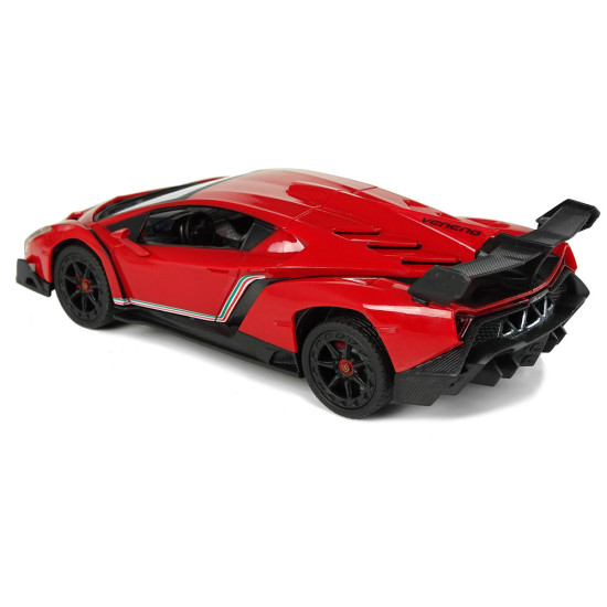 Sporta auto R/C 1:24 Lamborghini Veneno Red 2.4 G Lights Radio vadāmās rotaļlietas