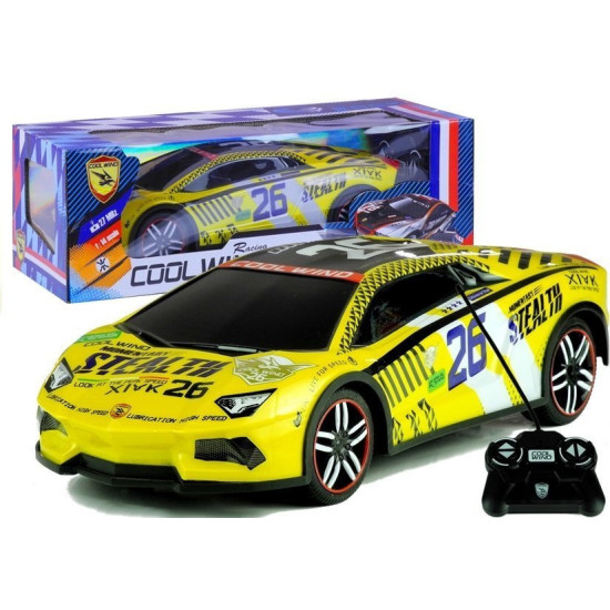 Tālvadības pults vadāma sporta automašīna R/C dzeltena Radio vadāmās rotaļlietas