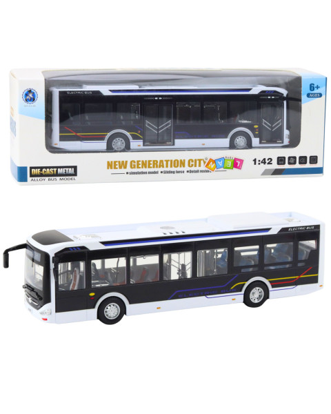 Balts autobuss ar skaņas un gaismas efektu