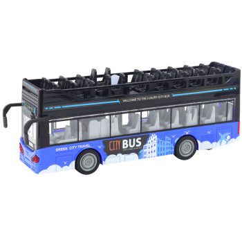 Zilais divstāvu pilsētas autobuss