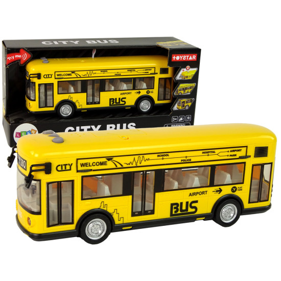 Dzeltens autobuss ar skaņas un gaismas efektu 15478 - Rotaļlietu automašīnas Dzeltens autobuss ar skaņas un gaismas efektu Autobusi