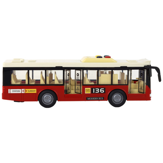 Sarkans autobuss ar gaismas un skaņas efektiem 16959 - Rotaļlietu automašīnas Sarkans autobuss ar gaismas un skaņas efektiem Autobusi