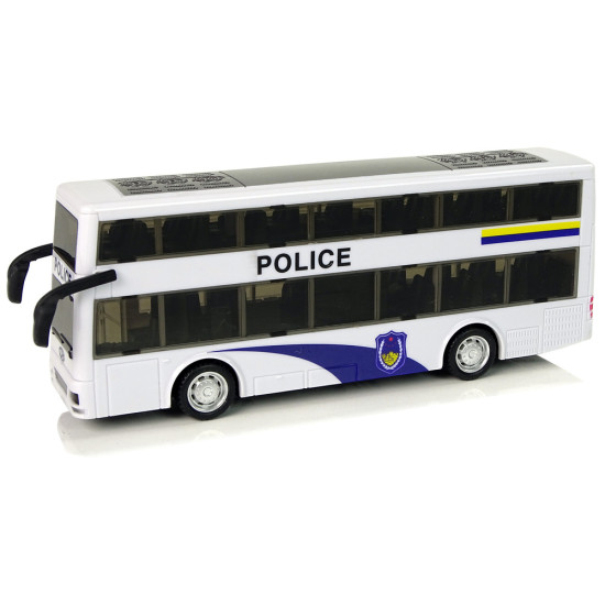 Balts divstāvu policijas autobuss 10029 - Rotaļlietu automašīnas Balts divstāvu policijas autobuss Uzņēmuma automašīnas