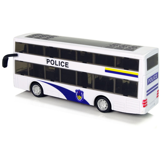 Balts divstāvu policijas autobuss 10029 - Rotaļlietu automašīnas Balts divstāvu policijas autobuss Uzņēmuma automašīnas