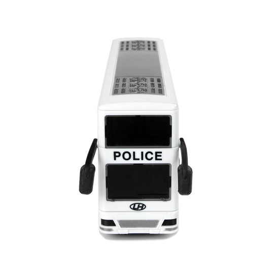 Balts divstāvu policijas autobuss 10029 - Rotaļlietu automašīnas Balts divstāvu policijas autobuss Uzņēmuma automašīnas