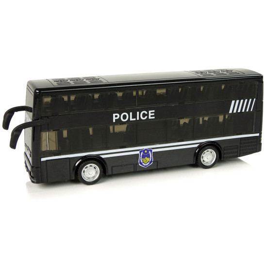 Melns divstāvu policijas autobuss 10030 - Rotaļlietu automašīnas Melns divstāvu policijas autobuss Autobusi