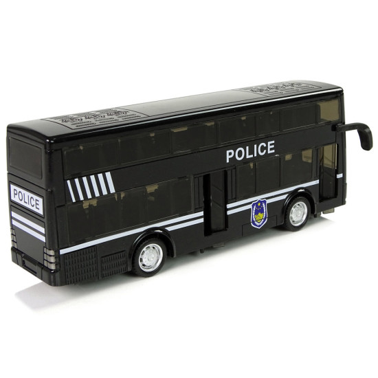 Melns divstāvu policijas autobuss 10030 - Rotaļlietu automašīnas Melns divstāvu policijas autobuss Autobusi