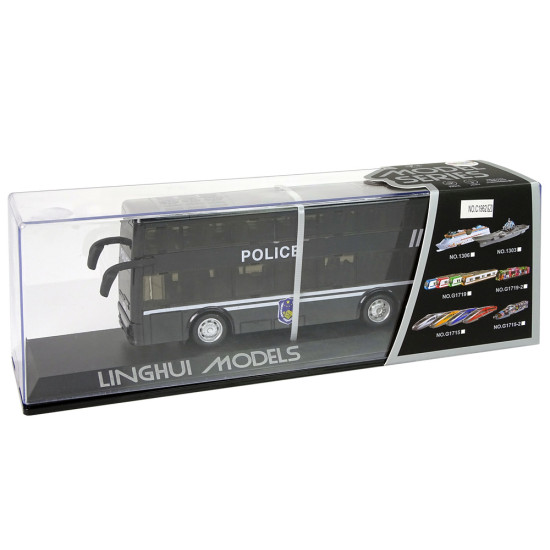 Melns divstāvu policijas autobuss 10030 - Rotaļlietu automašīnas Melns divstāvu policijas autobuss Autobusi