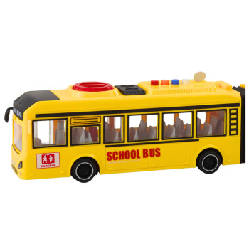 Dzeltens skolas autobuss ar gaismas un skaņas efektiem