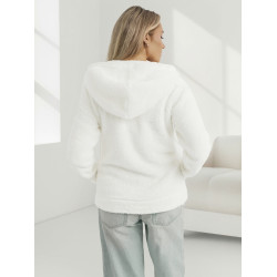 Sieviešu balts džemperis ar kapuci Mona