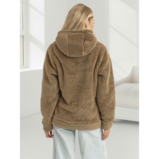 Sieviešu brūns džemperis ar kapuci Nara Džemperi ar kapuci