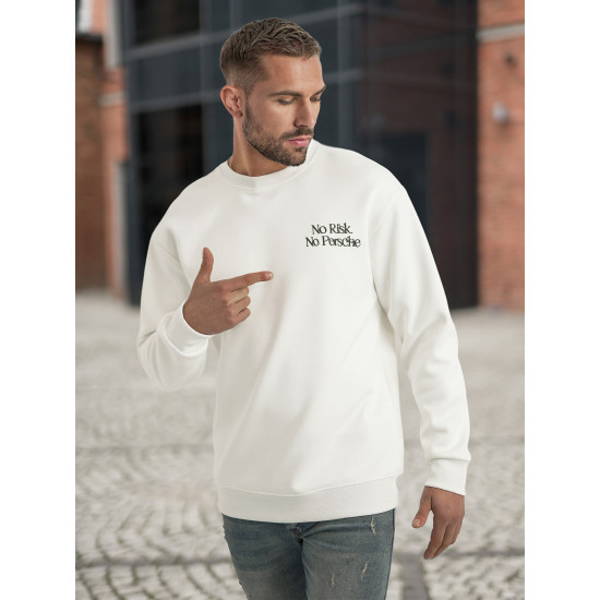 Vīriešu balts džemperis ar kapuci Risk Džemperi ar uzrakstiem