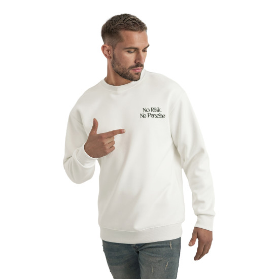 Vīriešu balts džemperis ar kapuci Risk Džemperi ar uzrakstiem