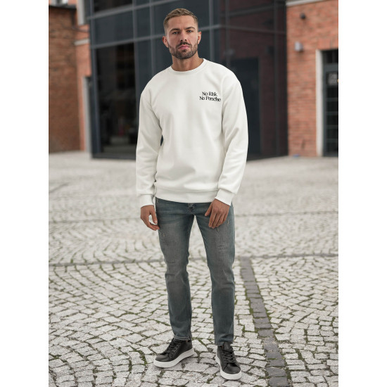 Vīriešu balts džemperis ar kapuci Risk Džemperi ar uzrakstiem