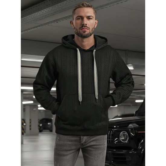 Vīriešu melns džemperis ar kapuci Race Džemperi ar kapuci