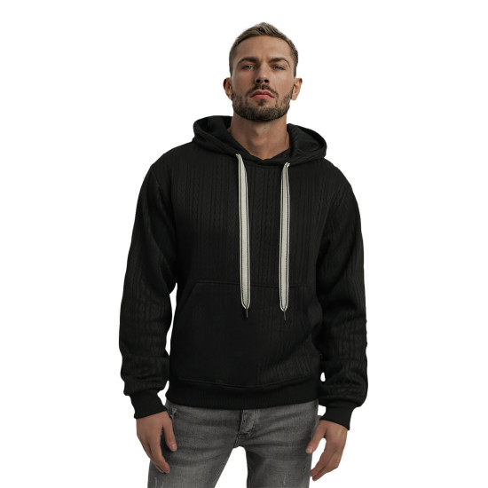 Vīriešu melns džemperis ar kapuci Race Džemperi ar kapuci
