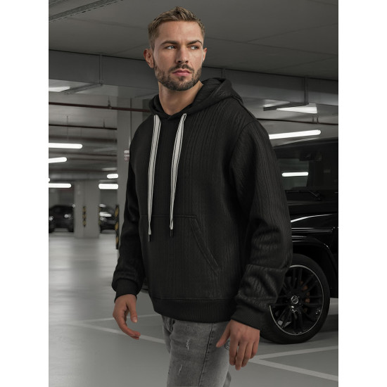 Vīriešu melns džemperis ar kapuci Race Džemperi ar kapuci