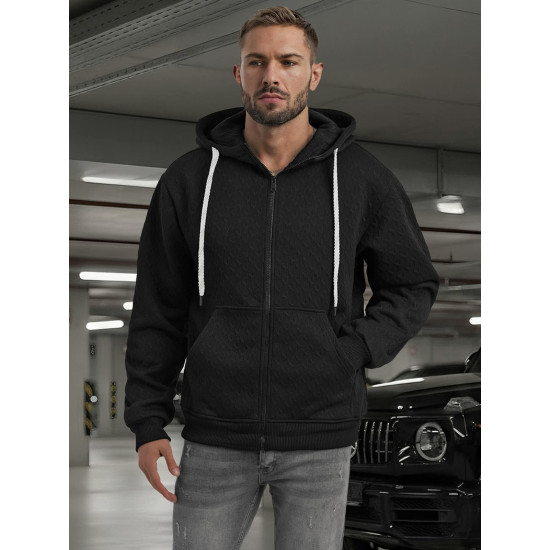 Vīriešu melns svīteris ar kapuci Sport Džemperi ar kapuci