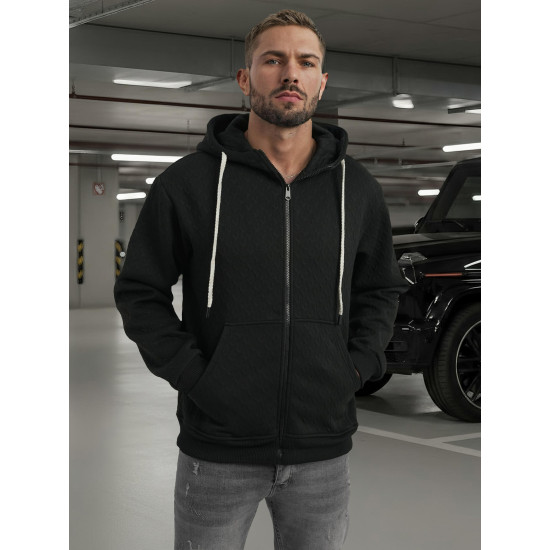 Vīriešu melns svīteris ar kapuci Sport Džemperi ar kapuci